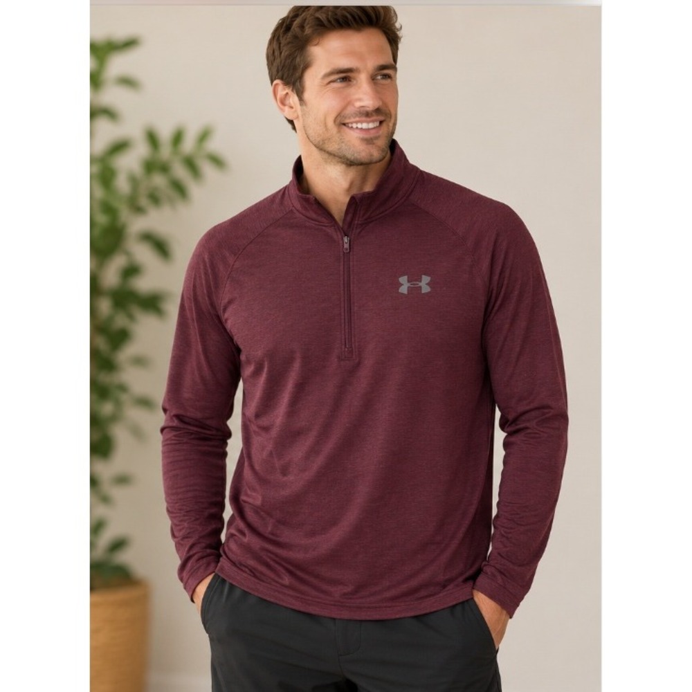 Under Armour Tech Twist Half Zip Pullover Maroon Size Small_114